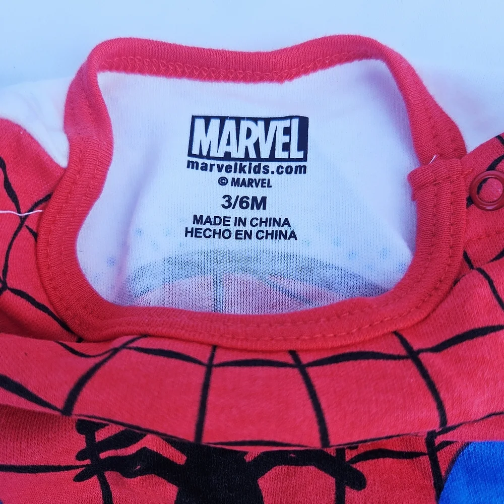 Marvel Spider-Man Infant Bodysuit Short Sleeve Snap Closure One Piece Boys 3-6 M